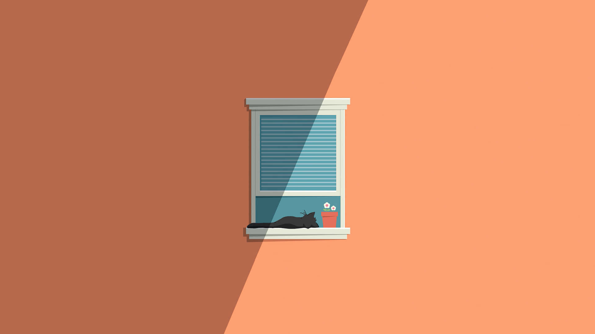 1920 X 1080 Minimalist Orange Wall With Window