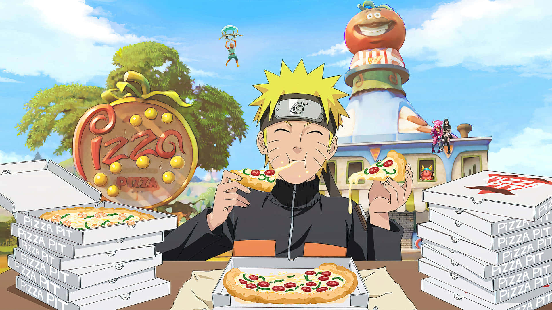 1920 X 1080 Naruto Eating Pizza