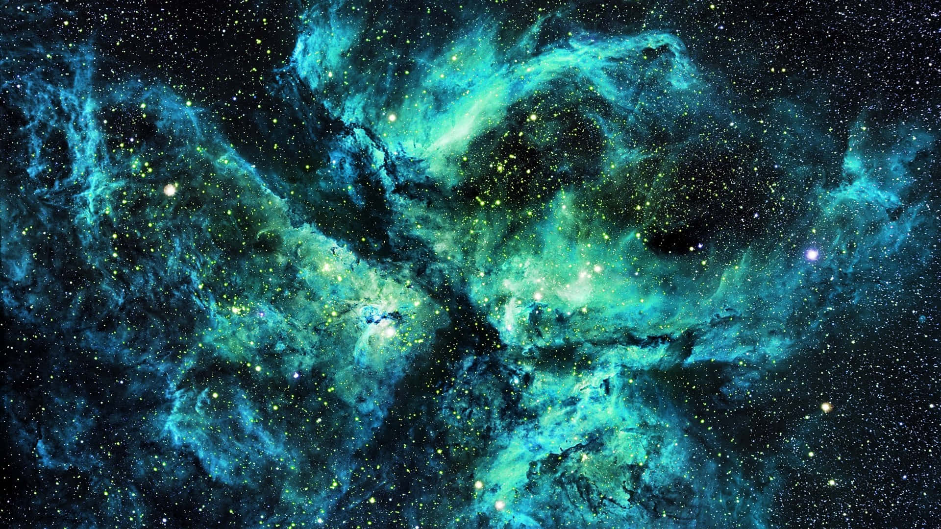 1920 X 1080 Nebula Blue And Green Background