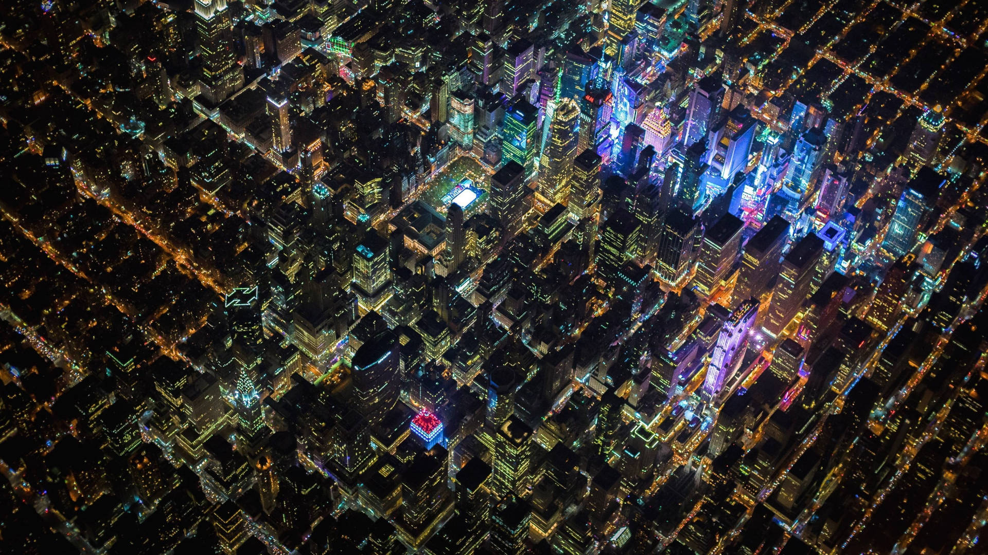 1920 X 1080 Night City Aerial New York Background