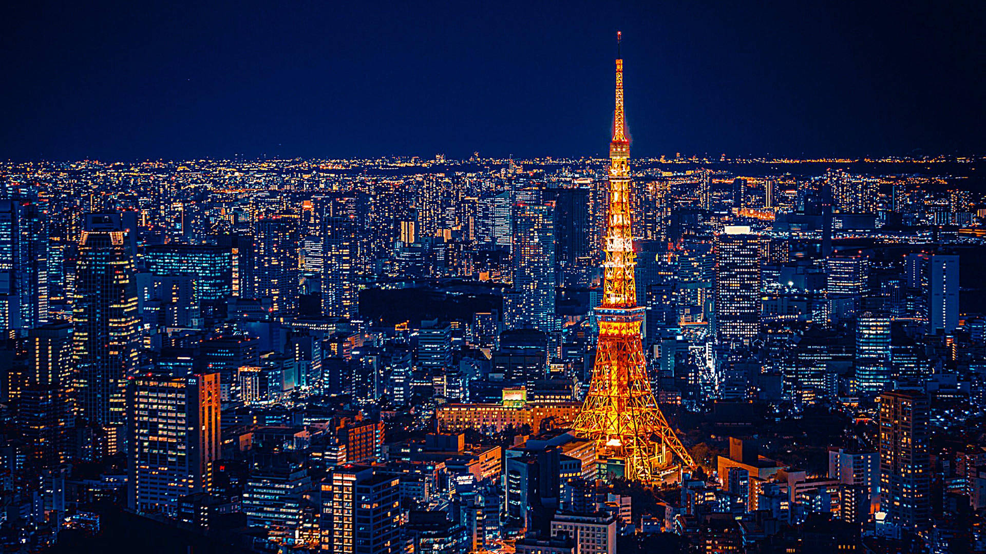 1920 X 1080 Night City Tokyo Tower Background