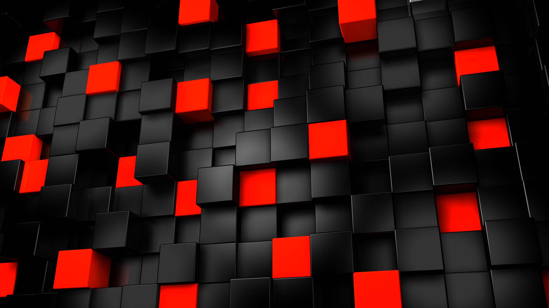 1920x1080 4k Black And Red Cubes Background