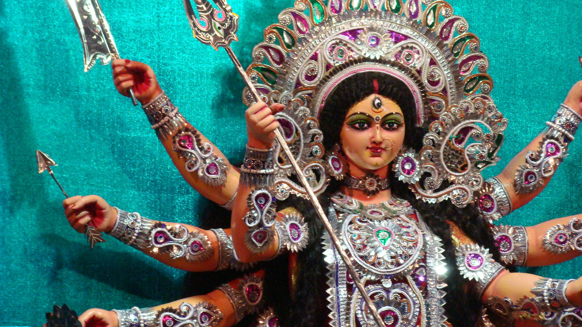 1920x1080 4k Durga Statue Background