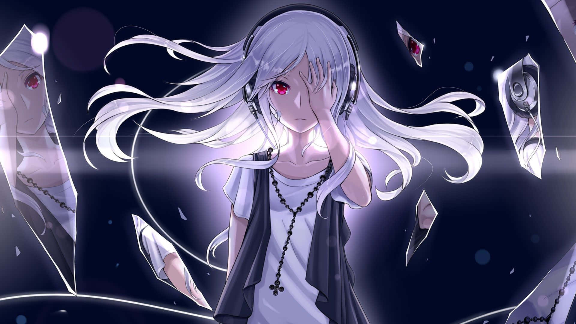 1920x1080 Anime Girl Black Grey Background
