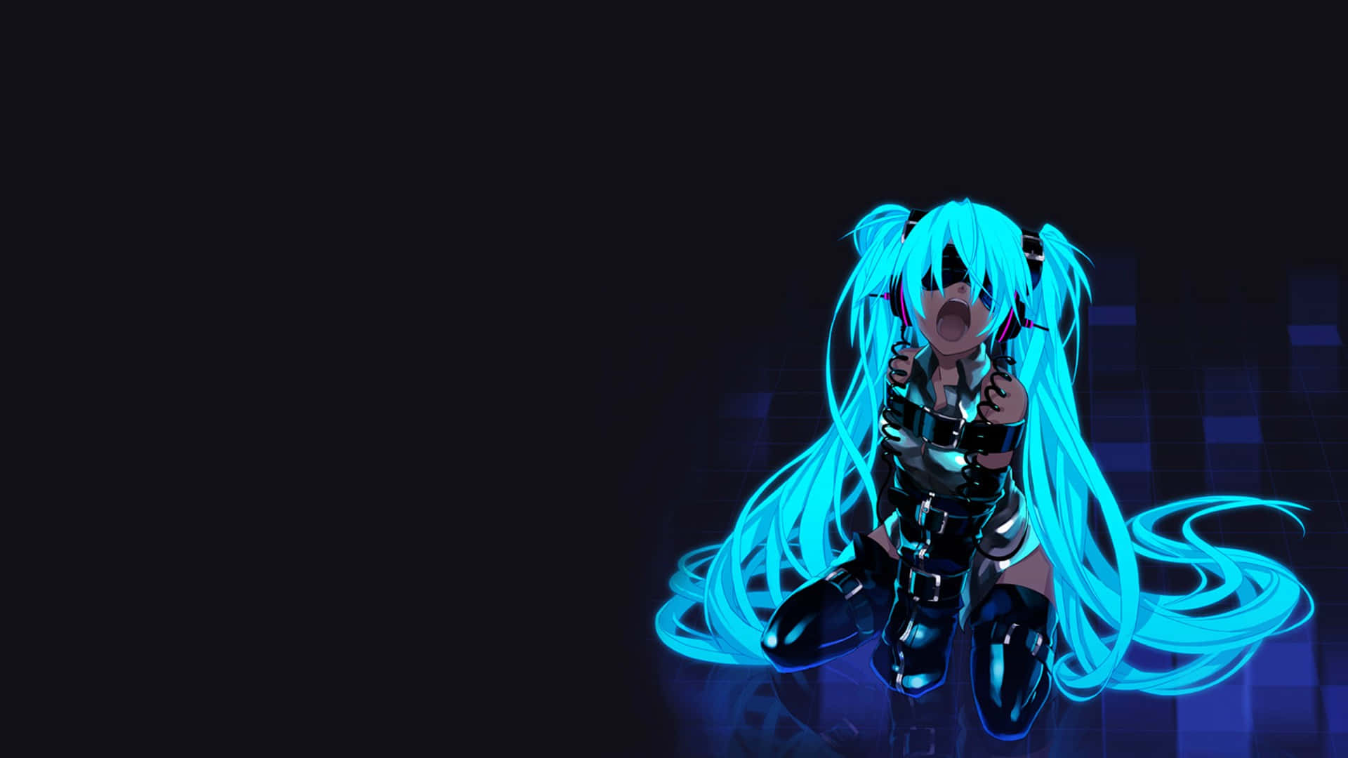 1920x1080 Anime Hatsune Miku Luminescent Blue Background