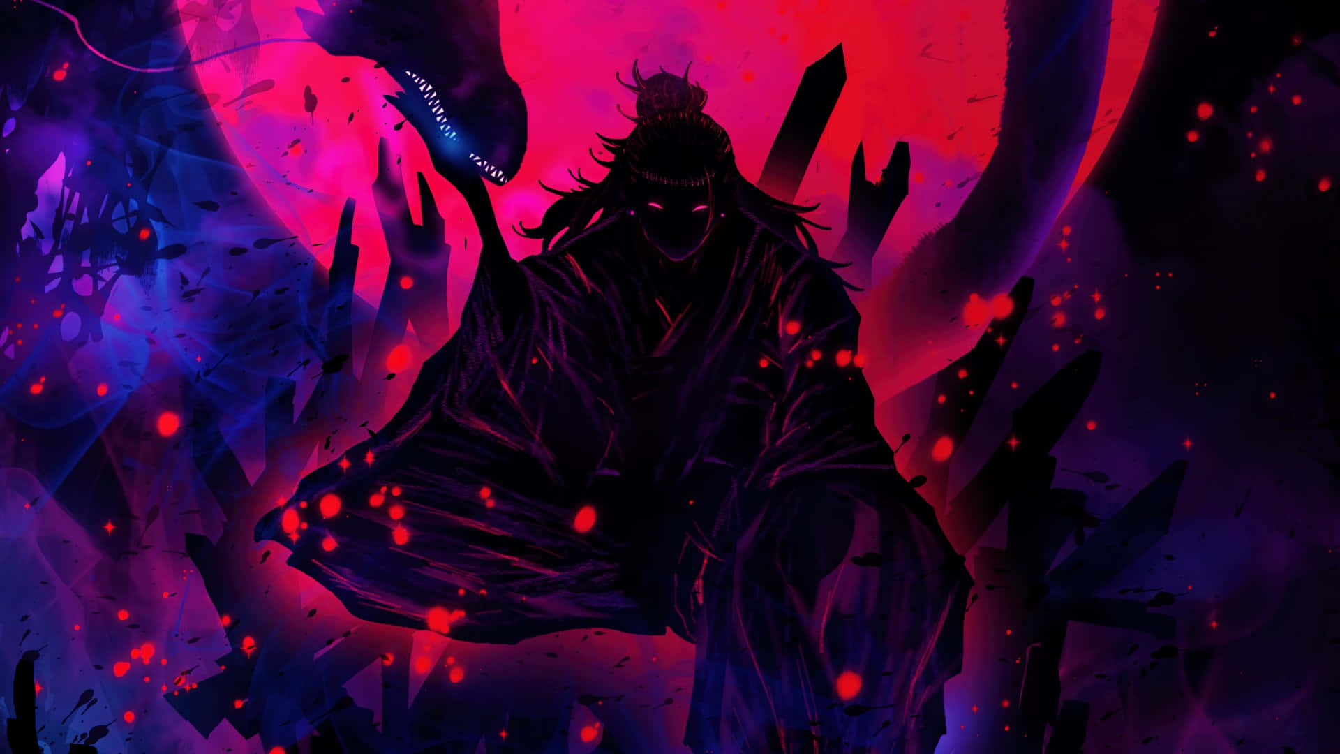 1920x1080 Anime Suguru Geto Red Blue Background