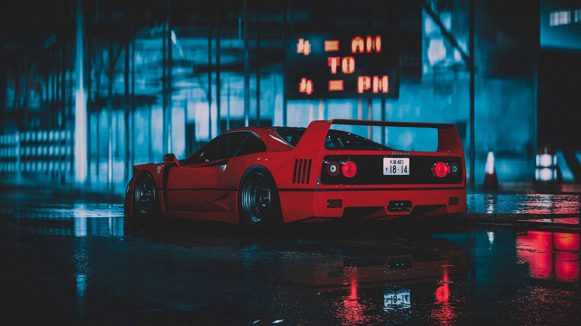 1920x1080 Ferrari F40 Rear View Background