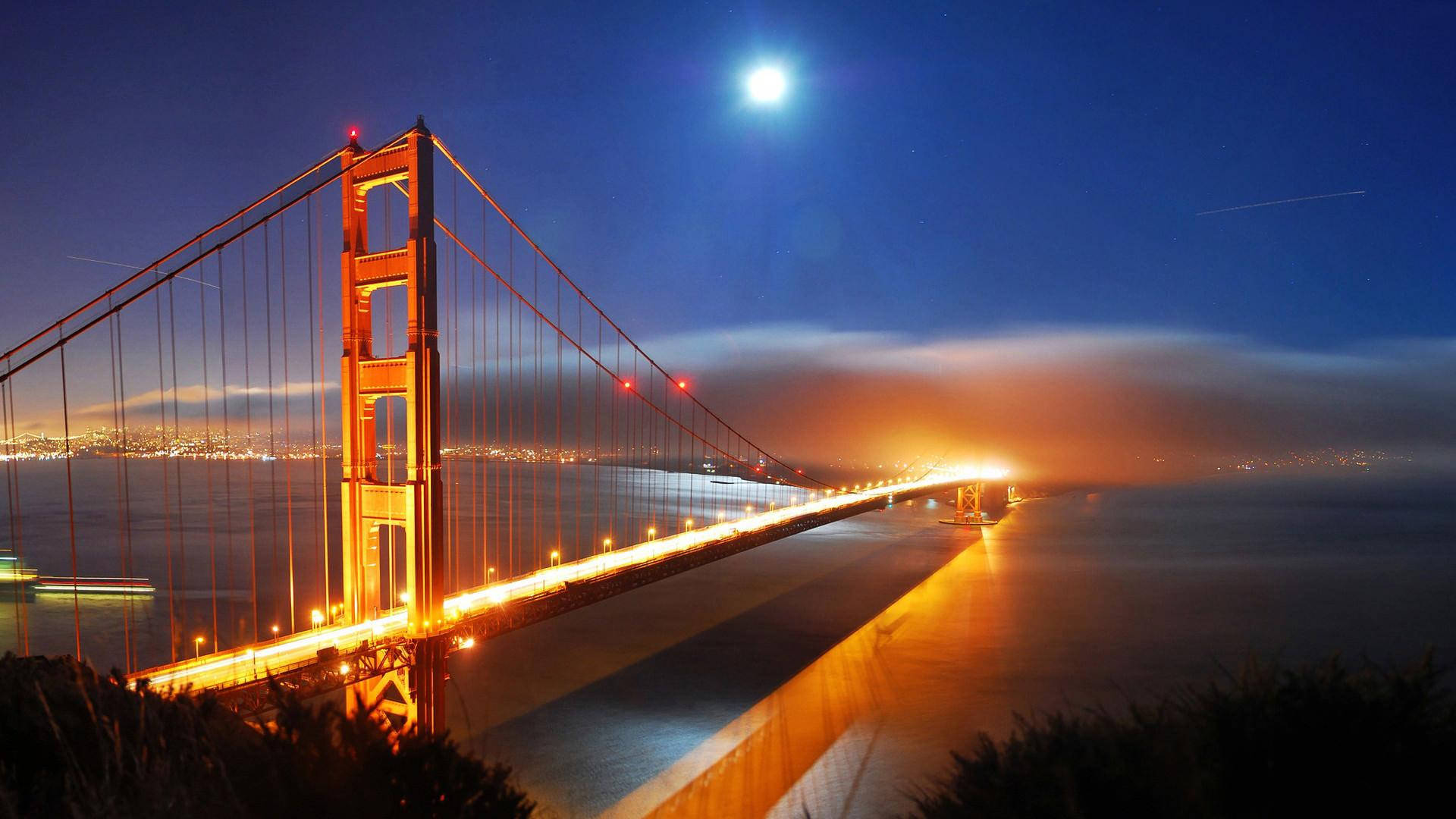 1920x1080 Full Hd Golden Gate Bridge At Night Background