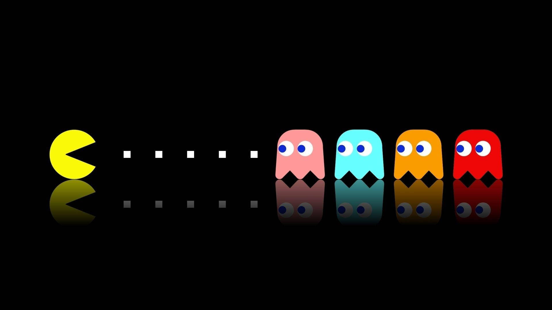 1920x1080 Full Hd Pac-man Eating Ghosts Background