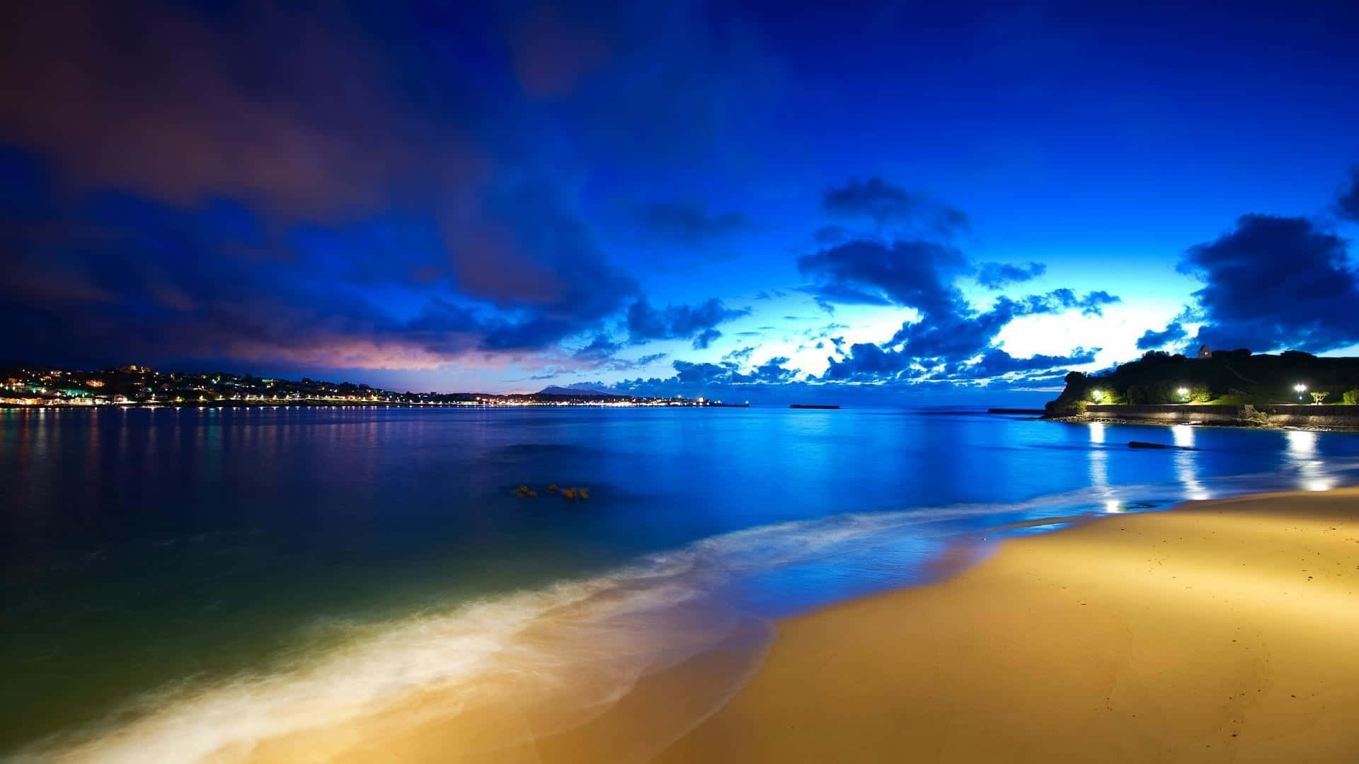 1920x1080 Hd Beach At Night Background