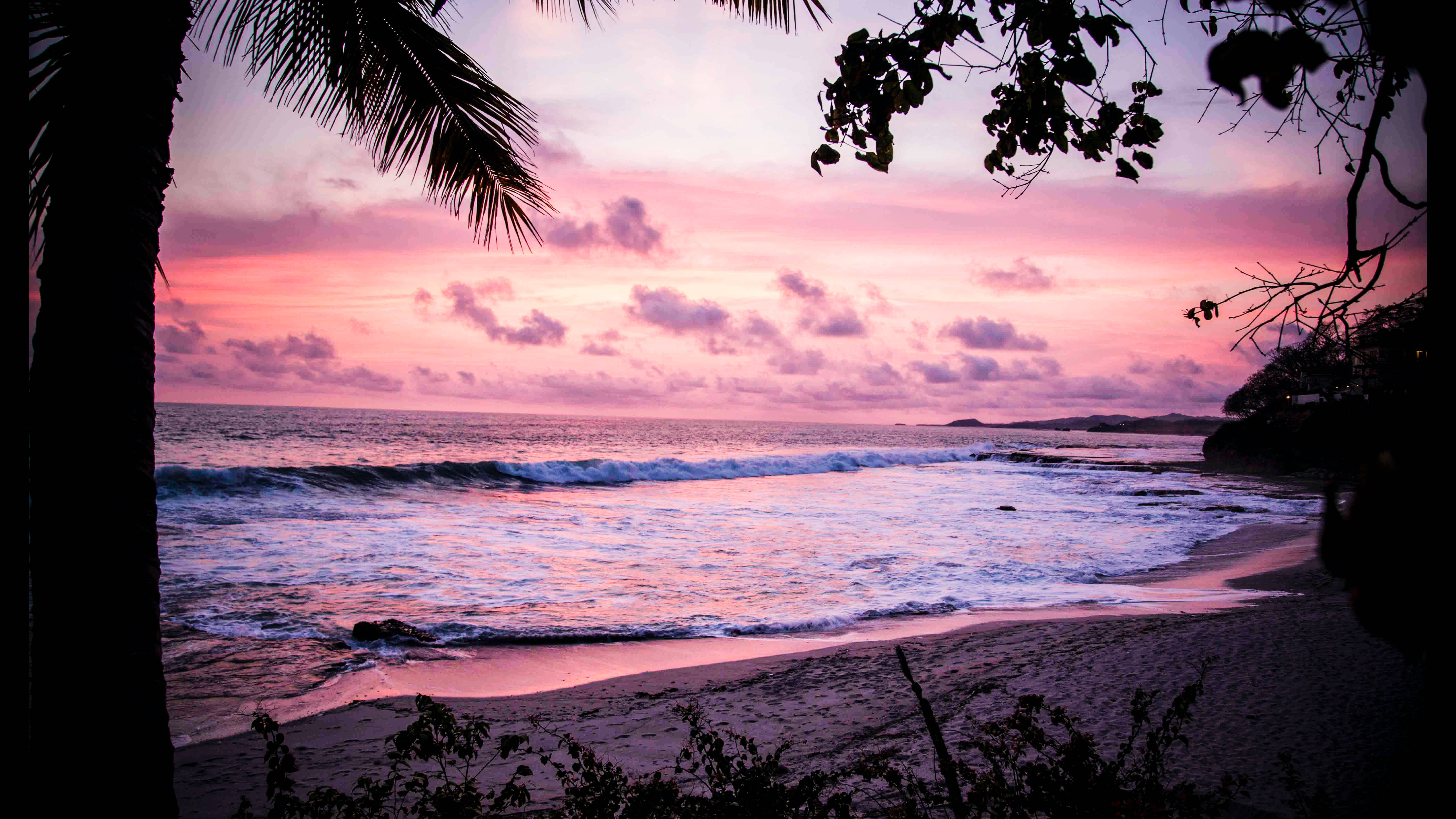 1920x1080 Hd Beach Desktop Purple Sunset Background
