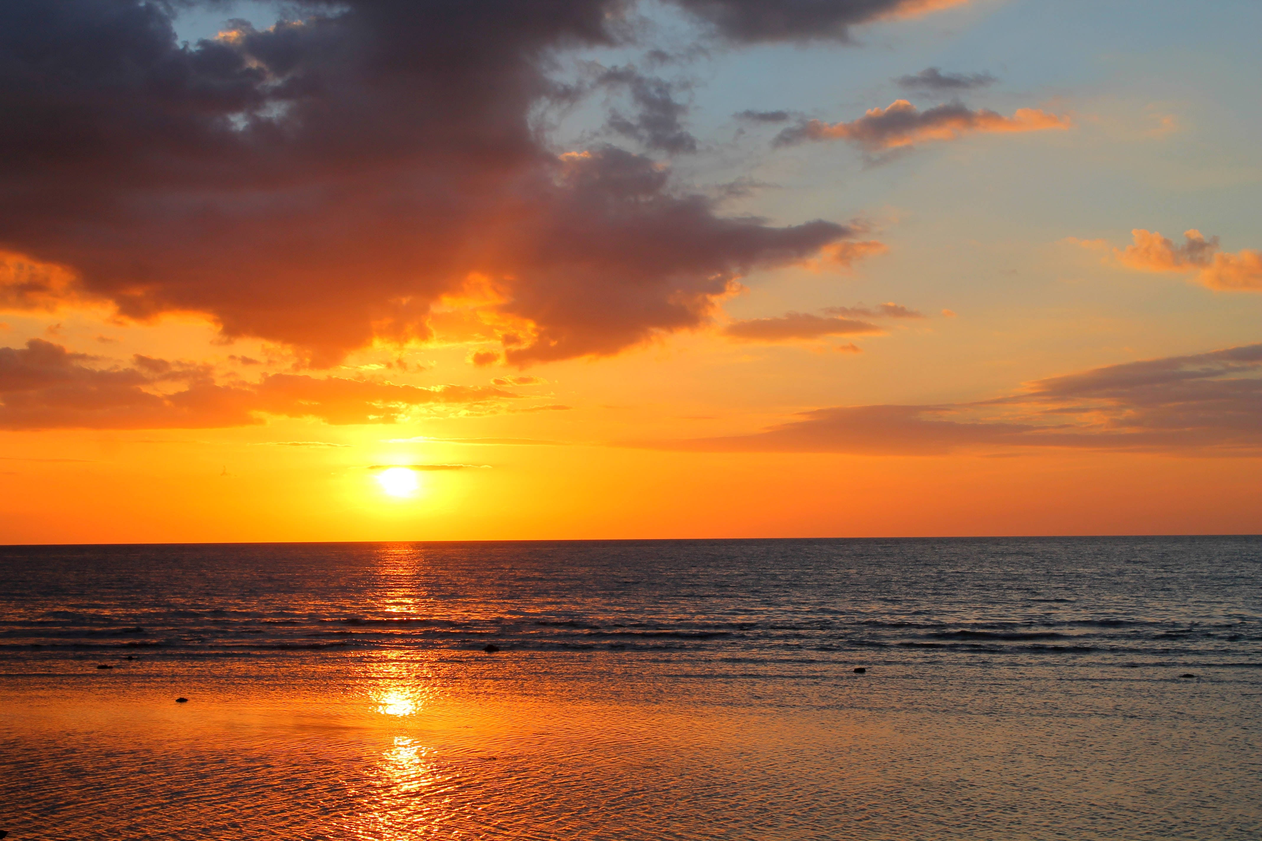 1920x1080 Hd Beach Desktop Sunset On The Horizon Background