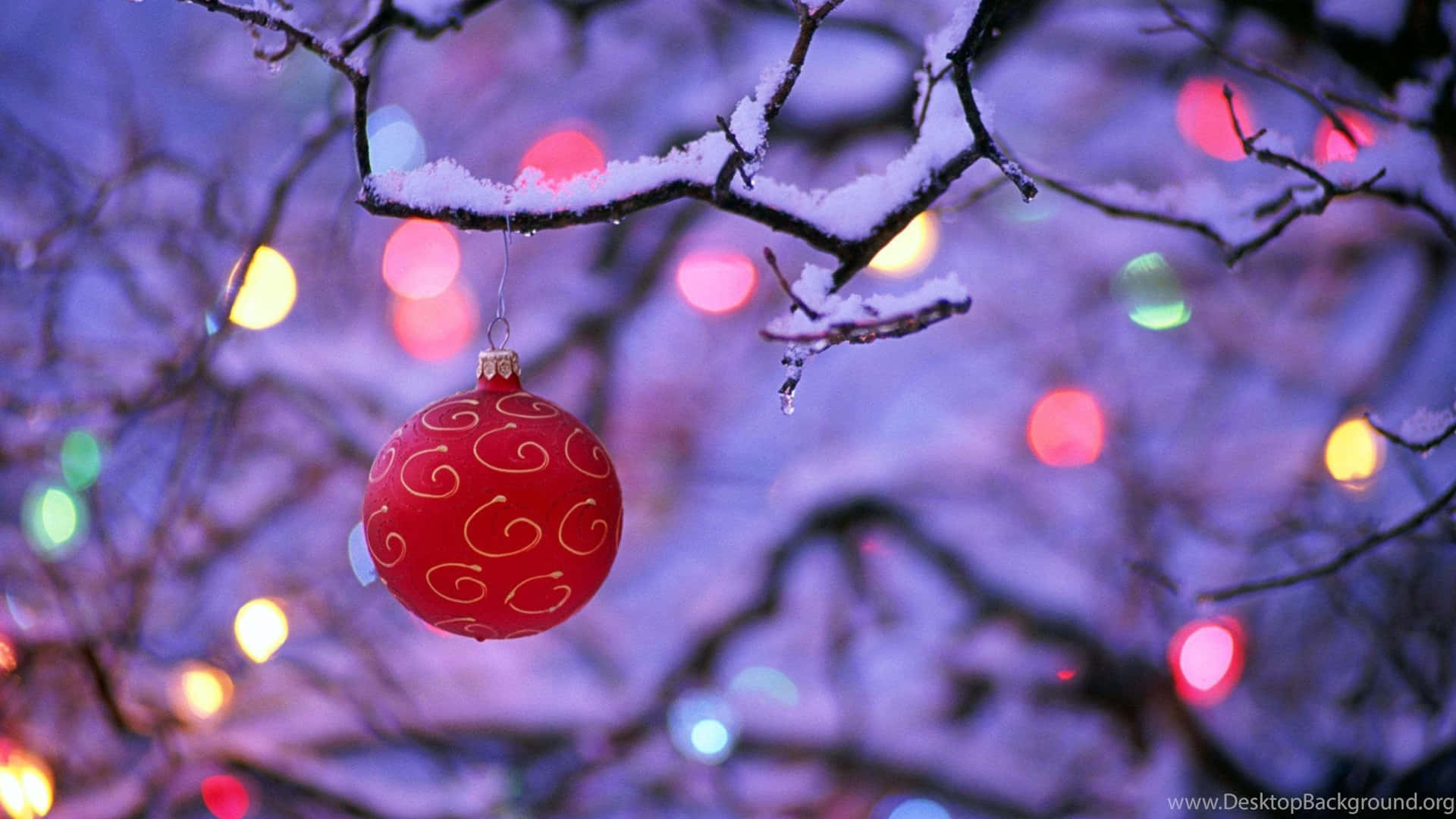 1920x1080 Hd Christmas Ball Red Background