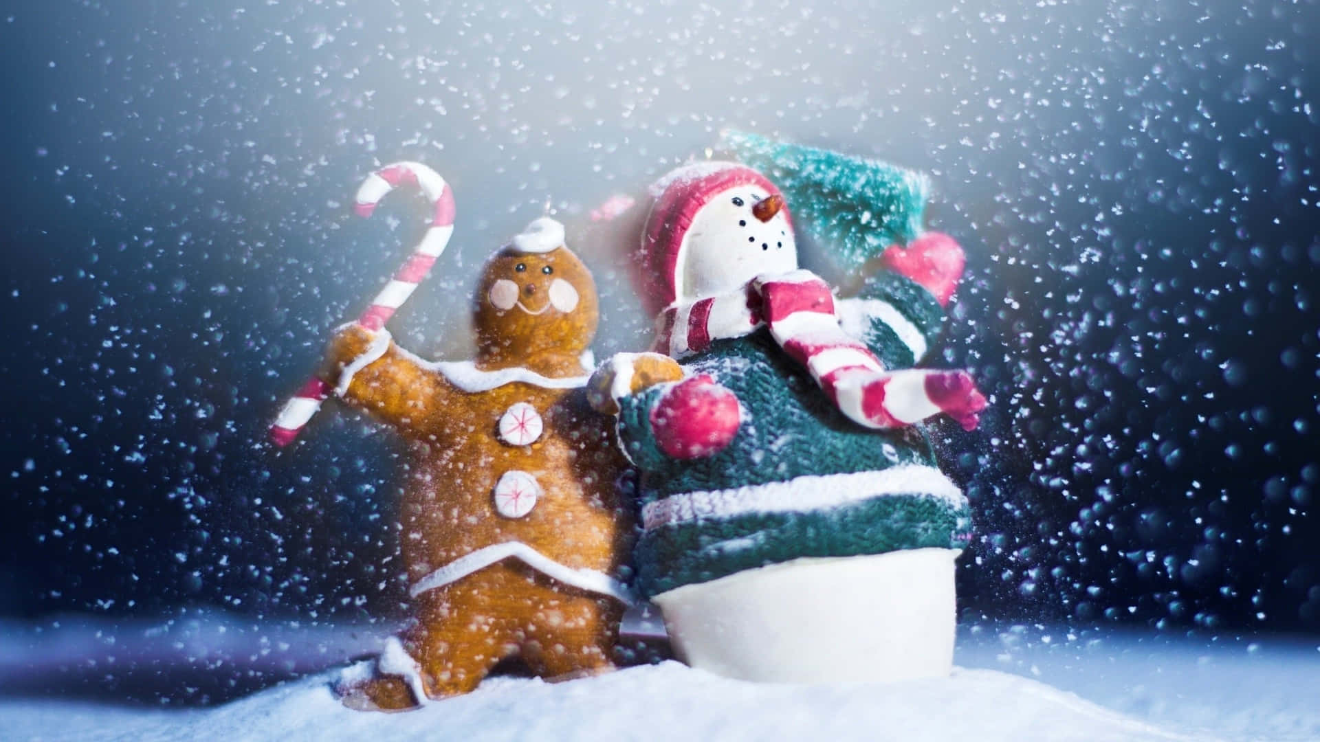 1920x1080 Hd Christmas Gingerbread And Snowman Background