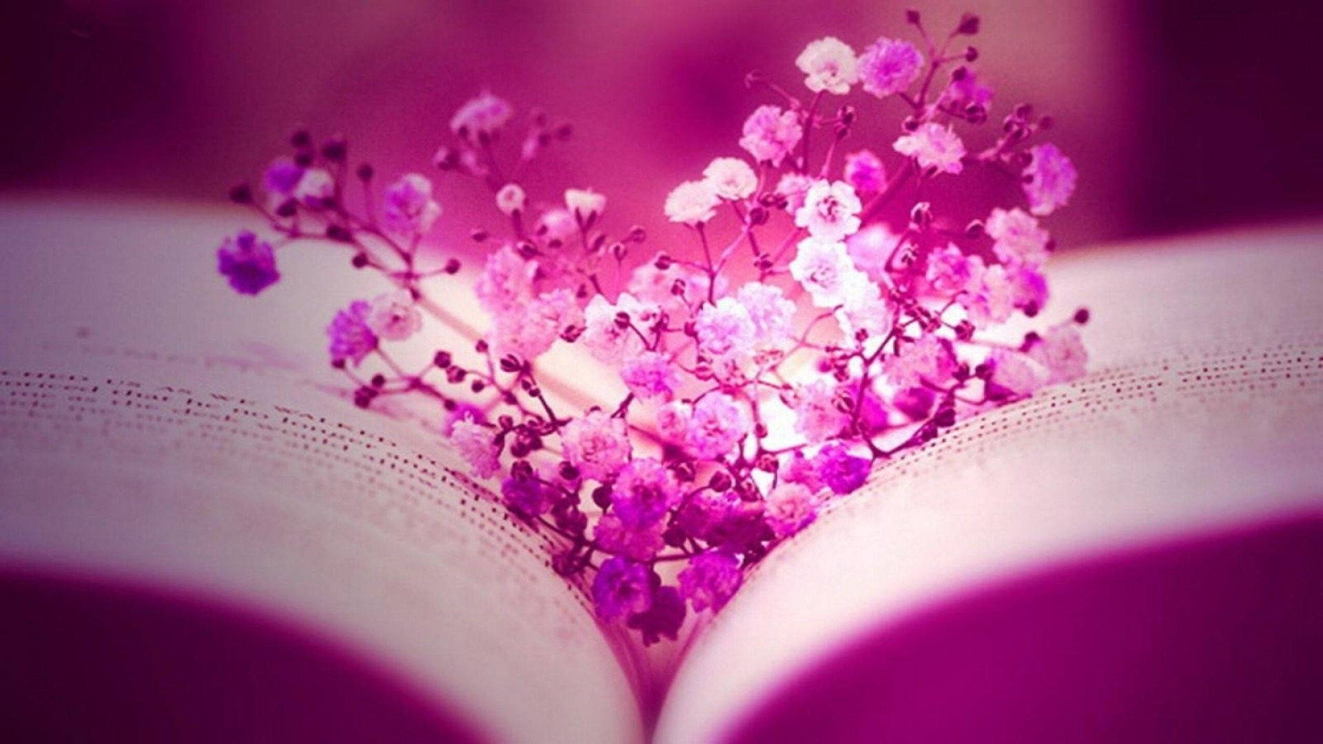 1920x1080 Hd Flower In Opened Book Background