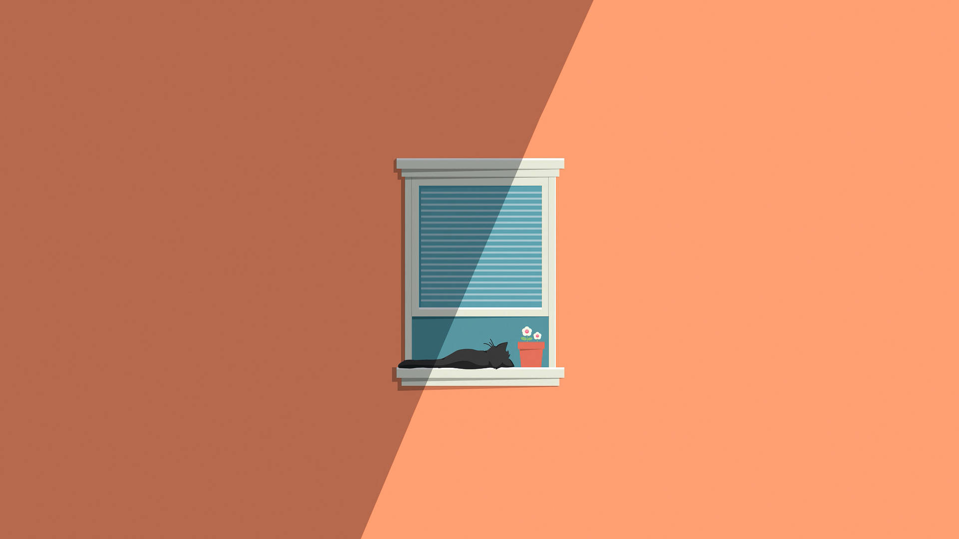 1920x1080 Hd Minimalist Cat Window