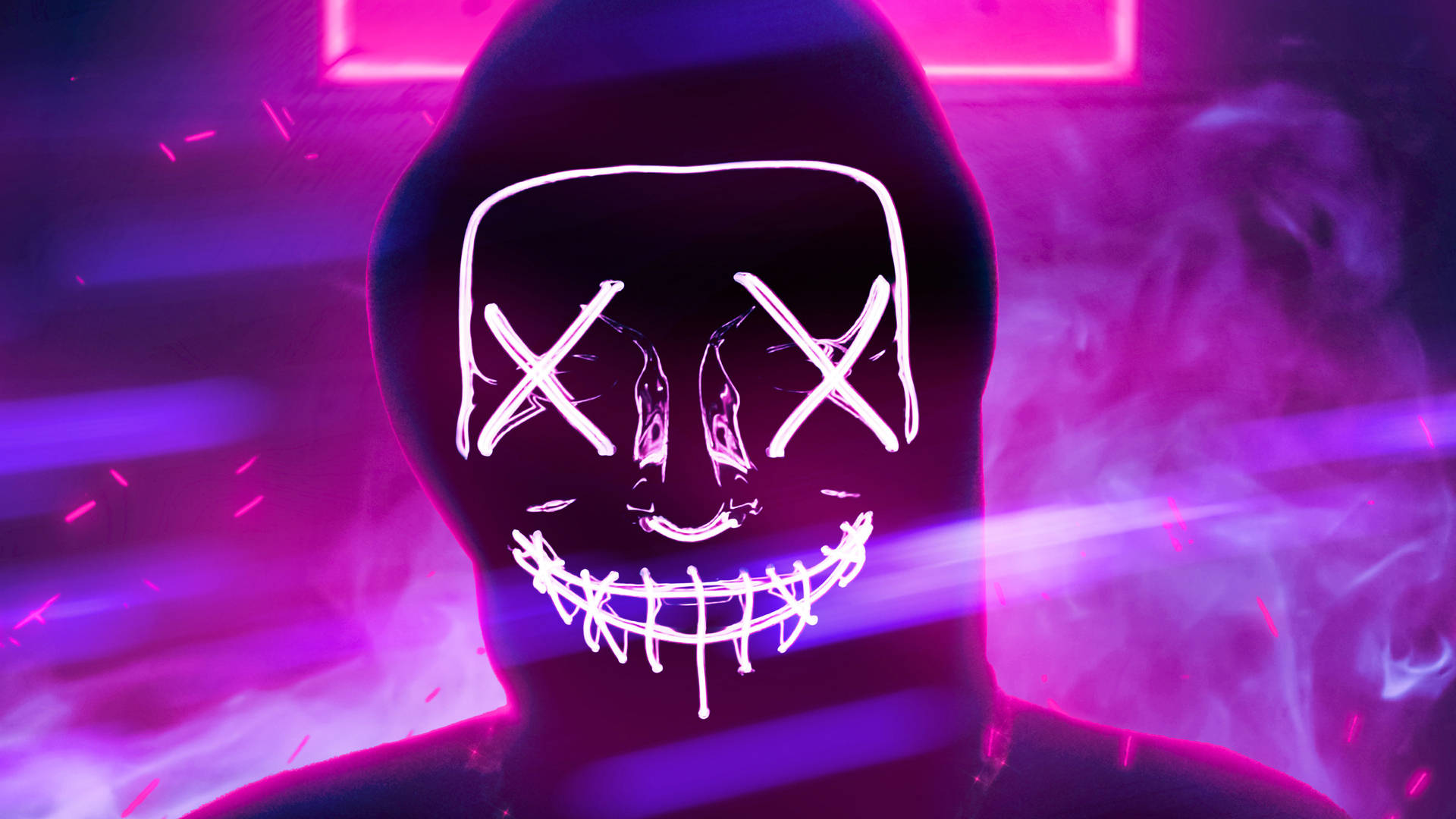 1920x1080 Hd Neon Mask Anonymous Background
