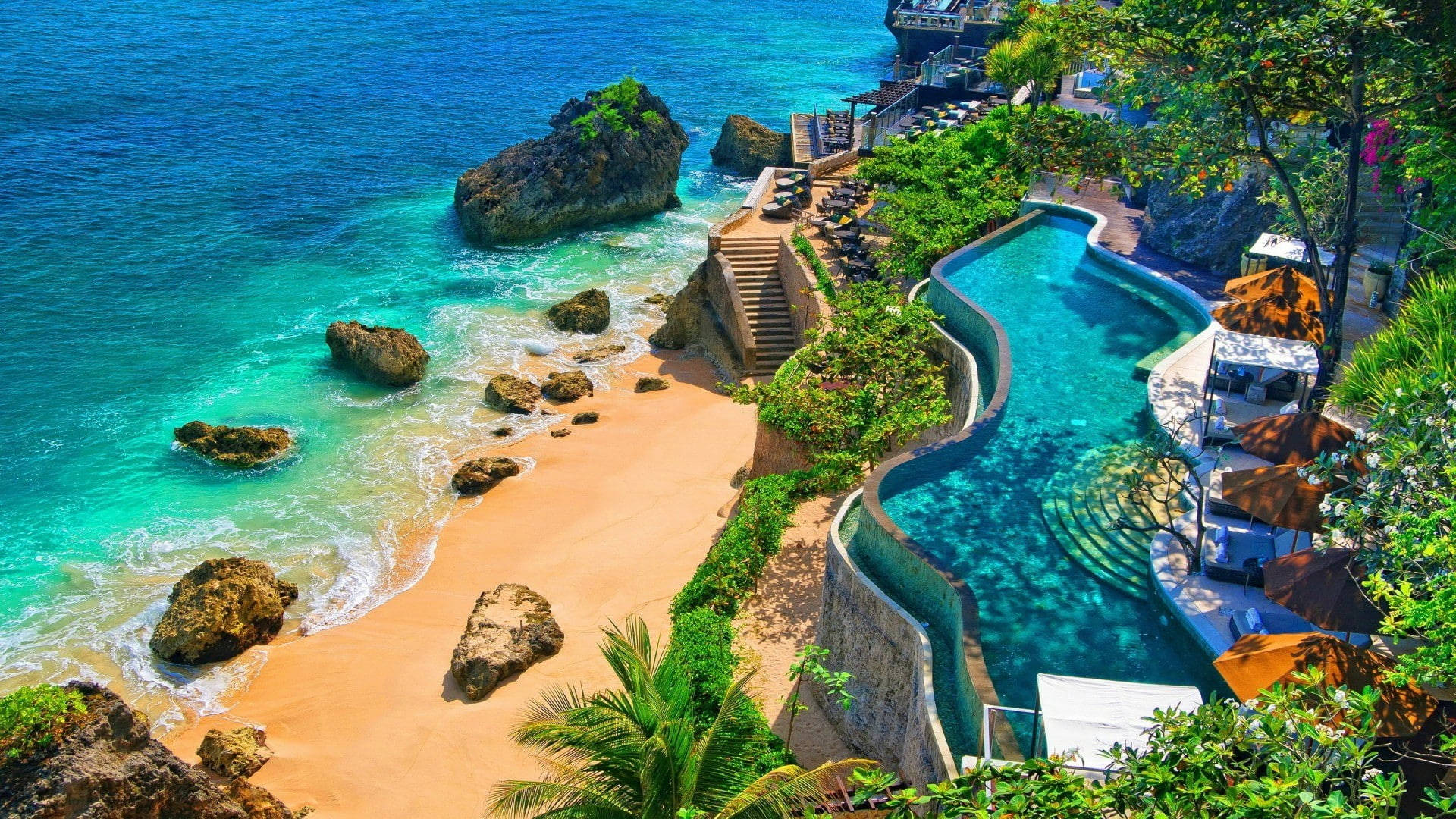 1920x1080 Hd Summer Resort In Bali Background