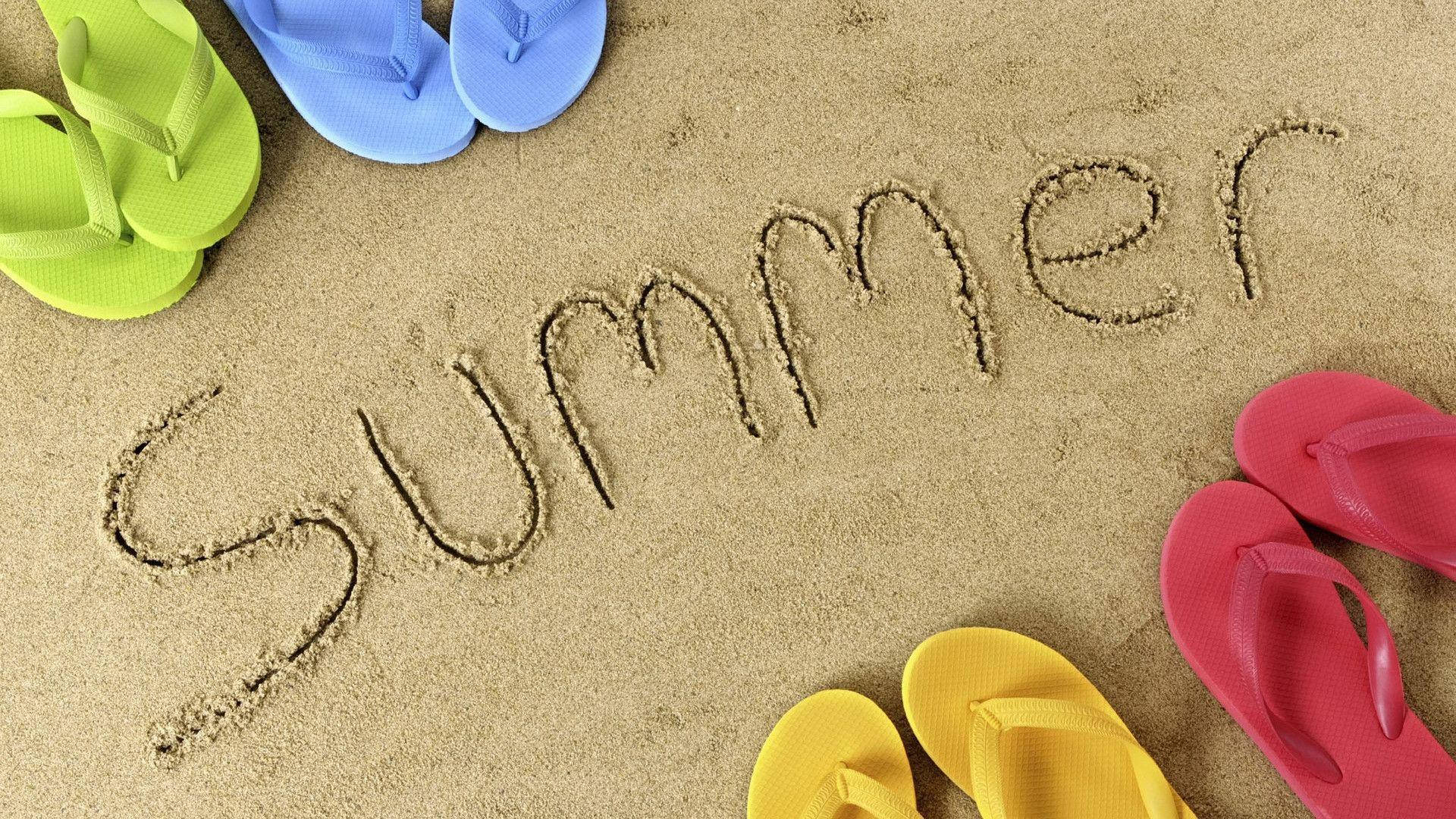 1920x1080 Hd Summer Written In Sand Background