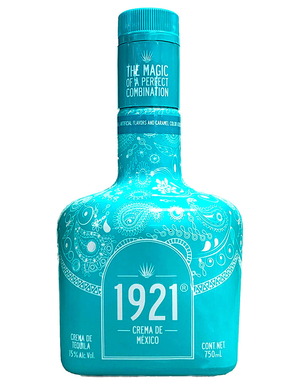 1921 Tequila Azul Maya Crema Bottle White Background Background