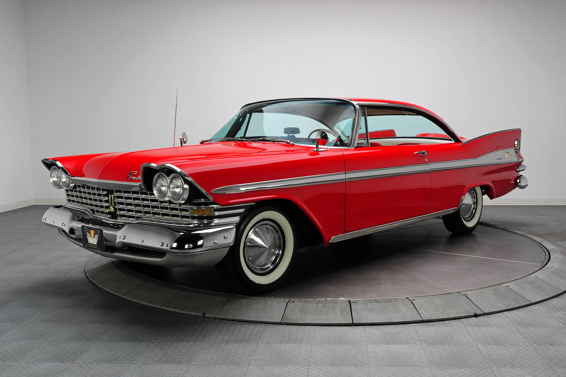 1959 Plymouth Fury Red Vintage Car Background