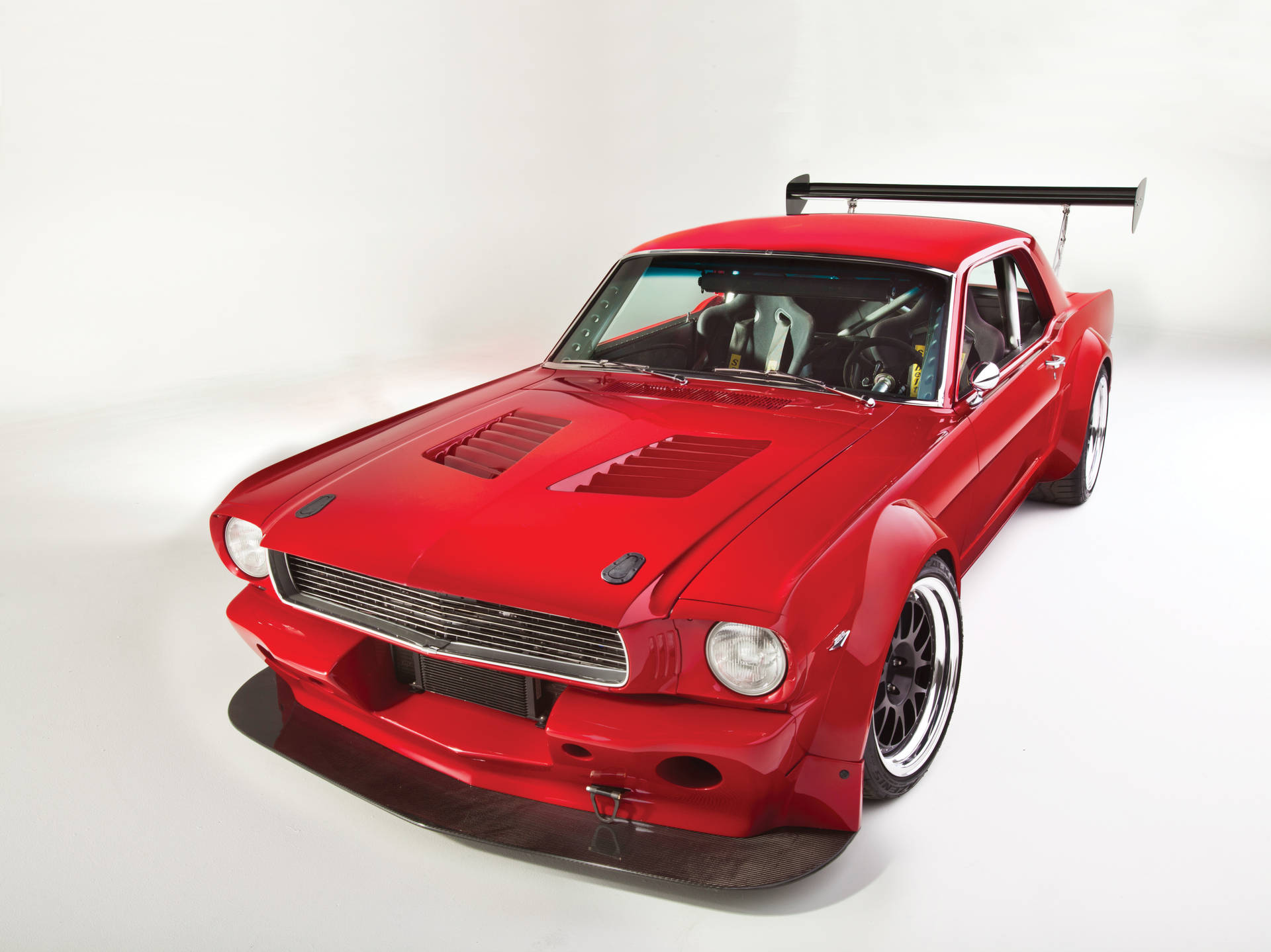 1966 Red Ford Mustang Hd Background