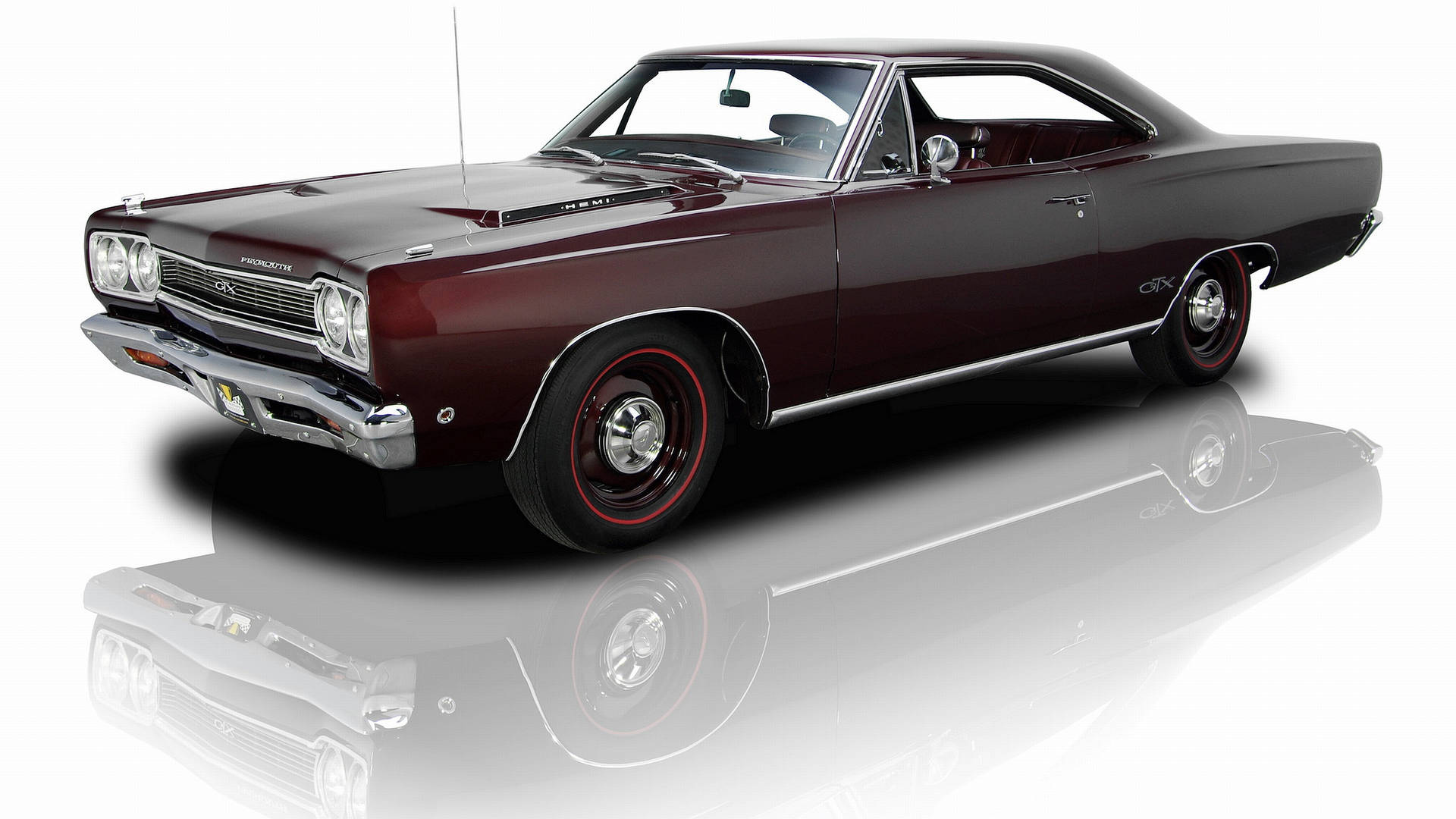 1968 Plymouth Gtx Dark Maroon Color Background