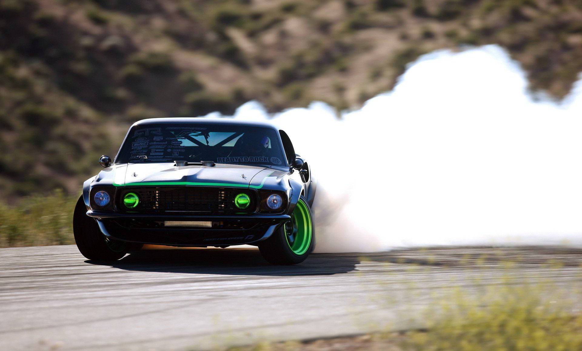 1969 Ford Mustang Rtr-x Drift Car In Action Background