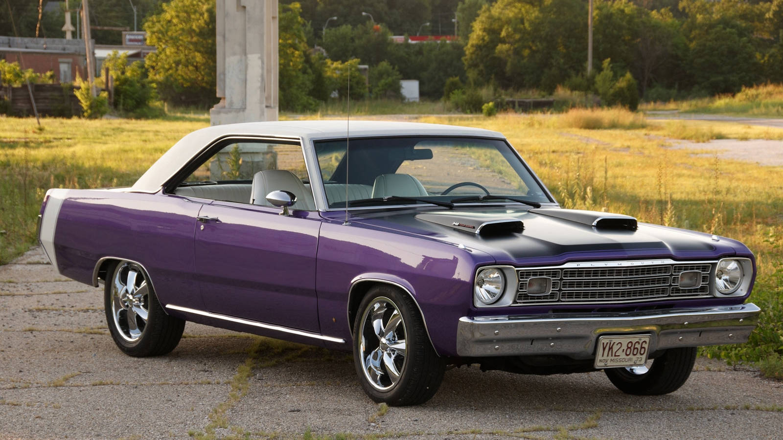 1970 Plymouth Scamp 340 Purple Model Background