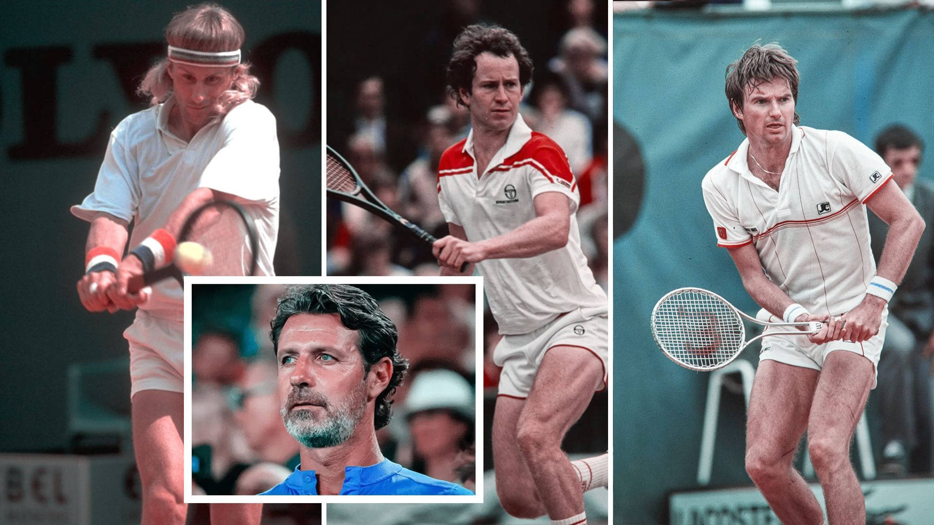 1980's Best Tennis Players Collage Björn Borg Background