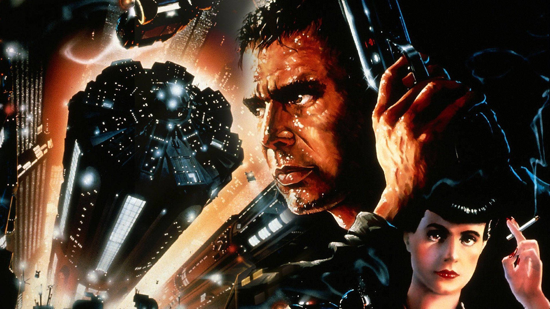 1982 Blade Runner Movie Poster Harrison Ford Background