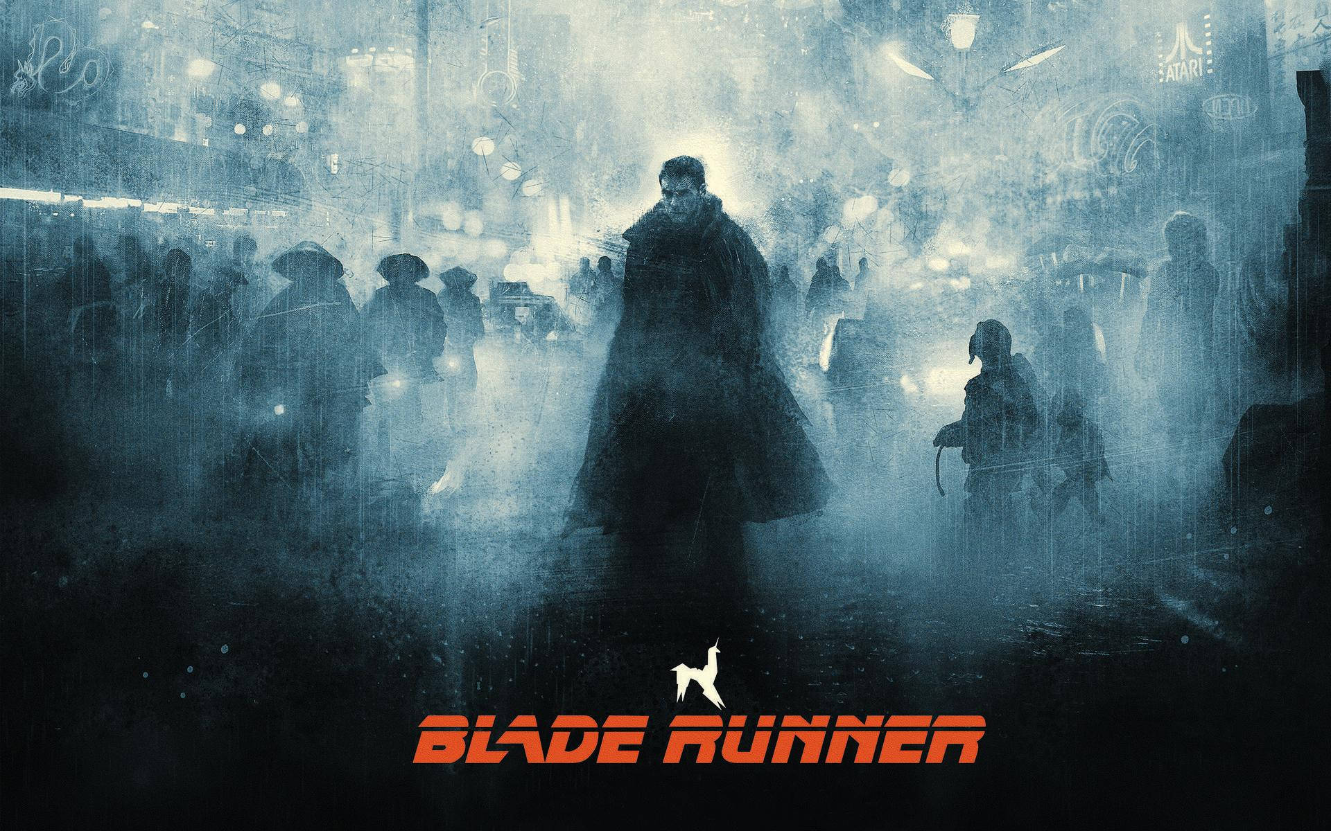 1982 Blade Runner Poster Harrison Ford Background
