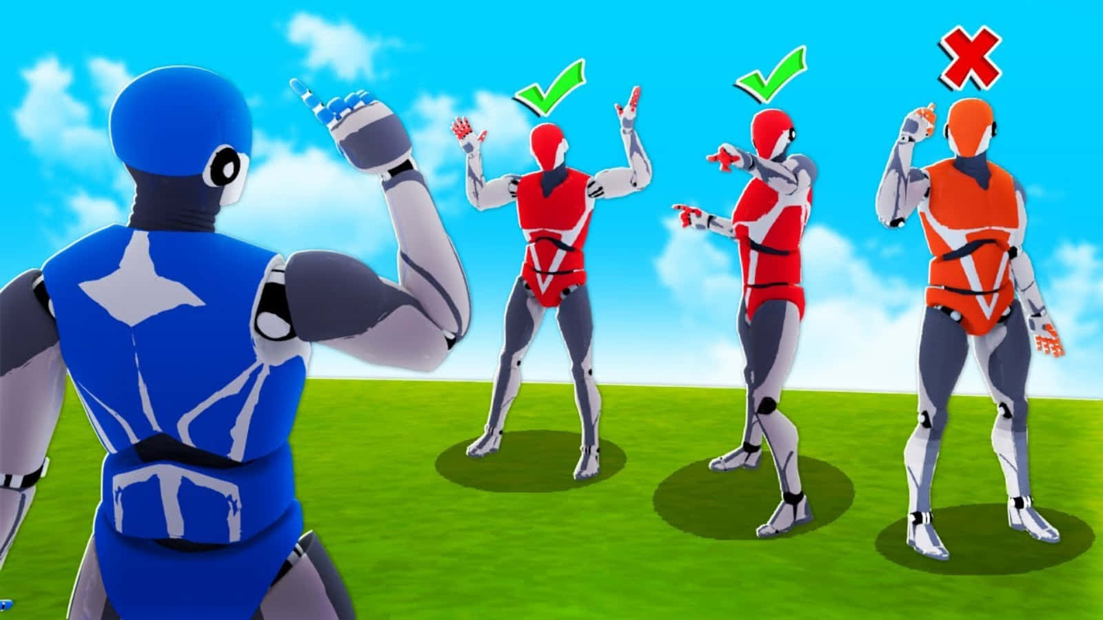 1v1lol Characters In Grass Field Background