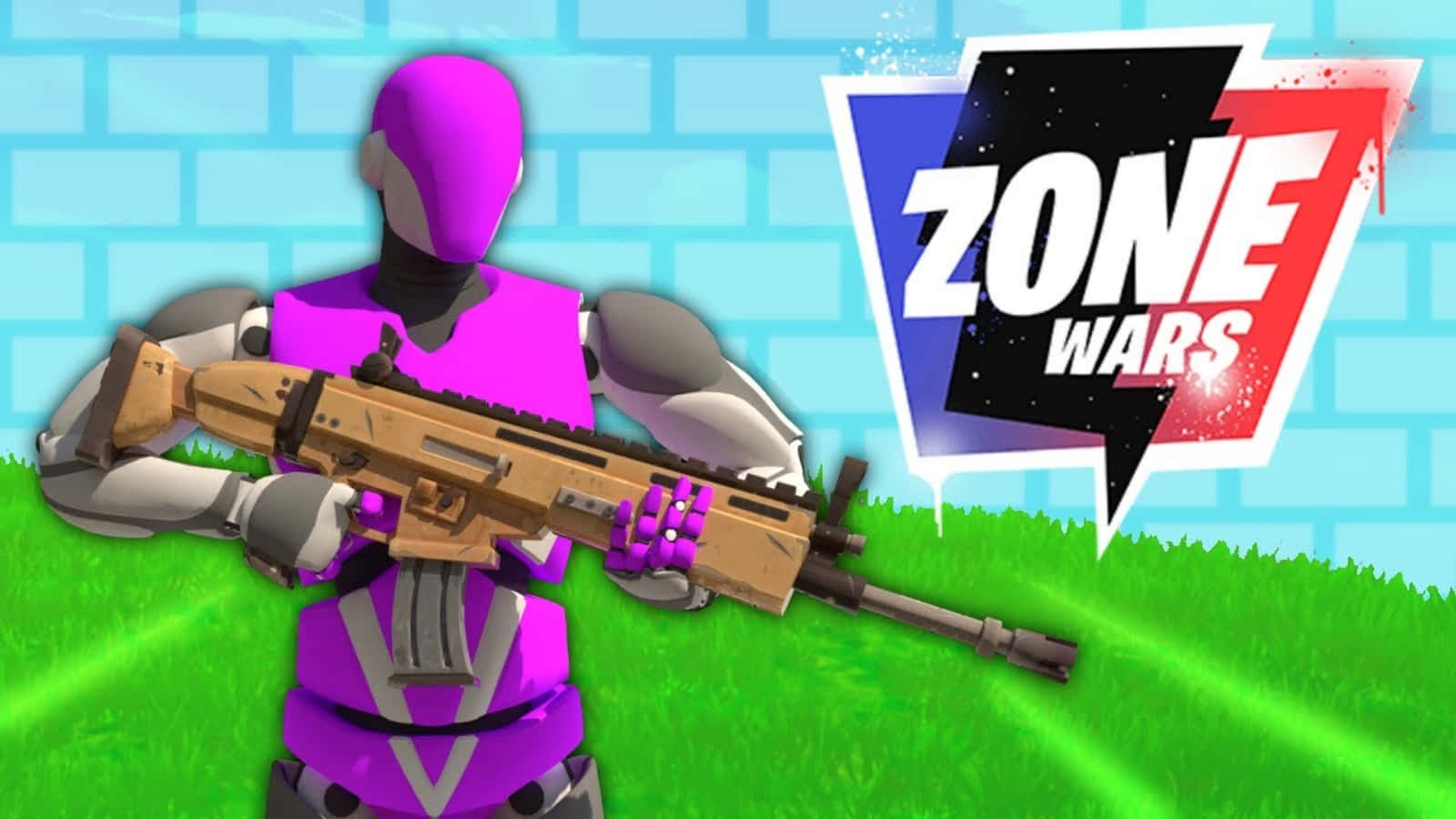 1v1lol Pink Player Character Machine Gun Background