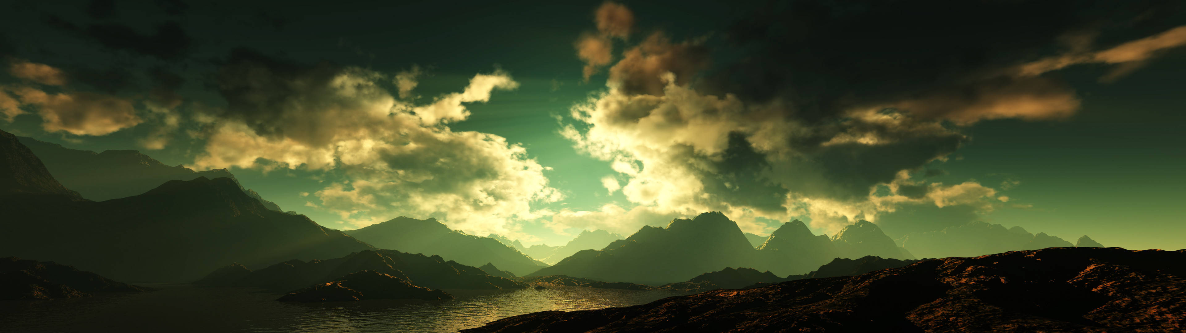 2 Monitor Nature Clouds Background
