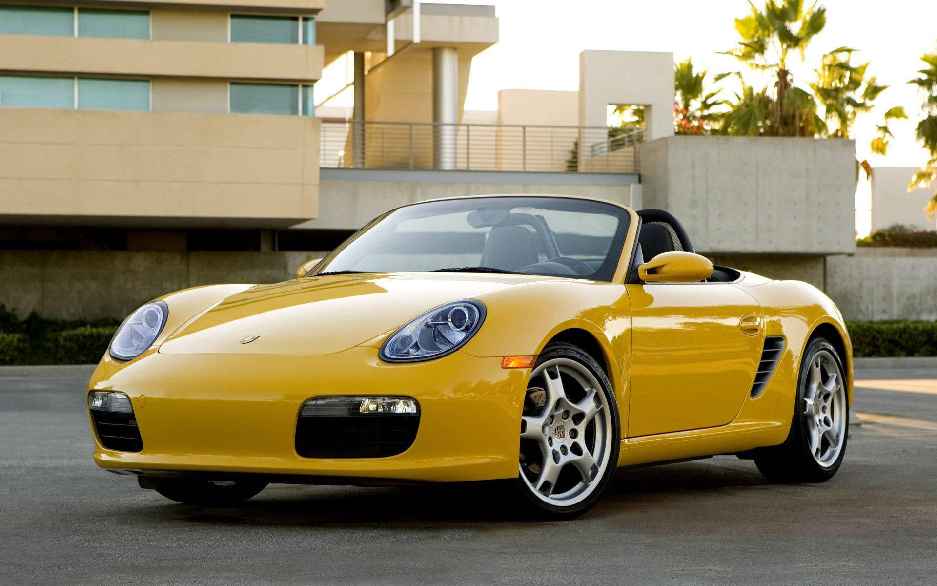 2008 Porsche Boxster Yellow Convertible Background