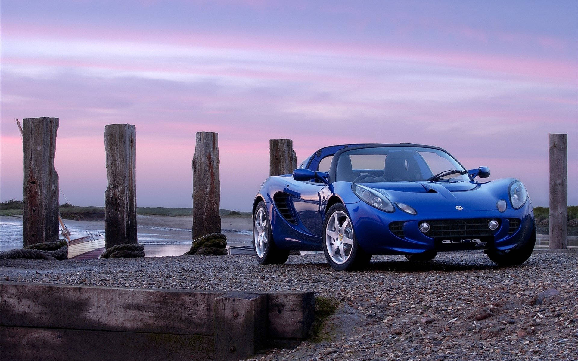 2011 Lotus Elise Sports Car In Blue Background