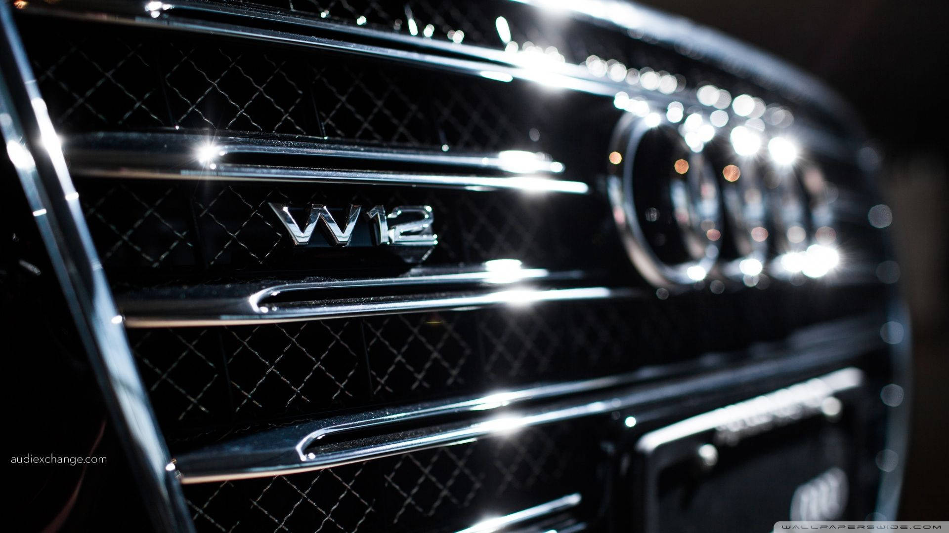 2012 Audi A8 W12 Badge And Grille Background