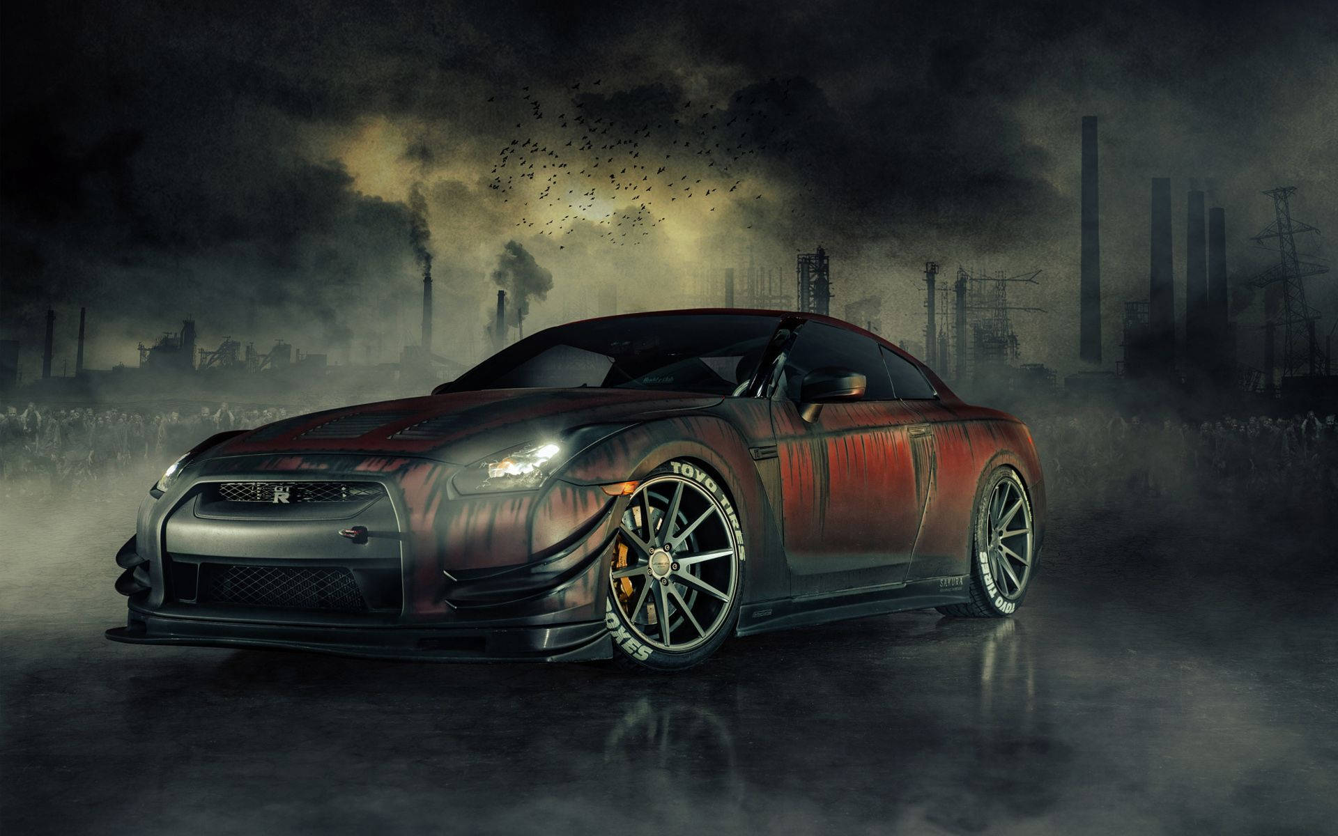 2017 Nissan Gtr Car On The Dark Background