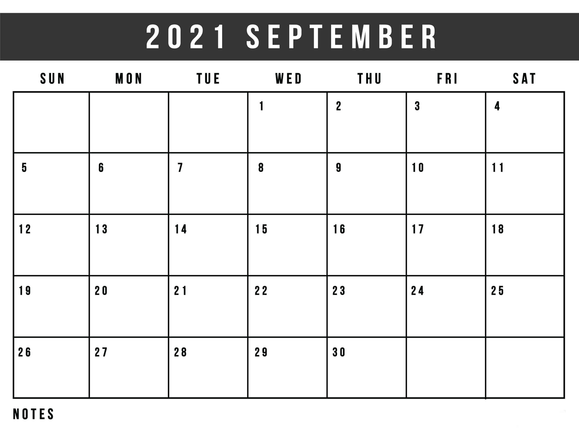 2021 September Calendar Printable