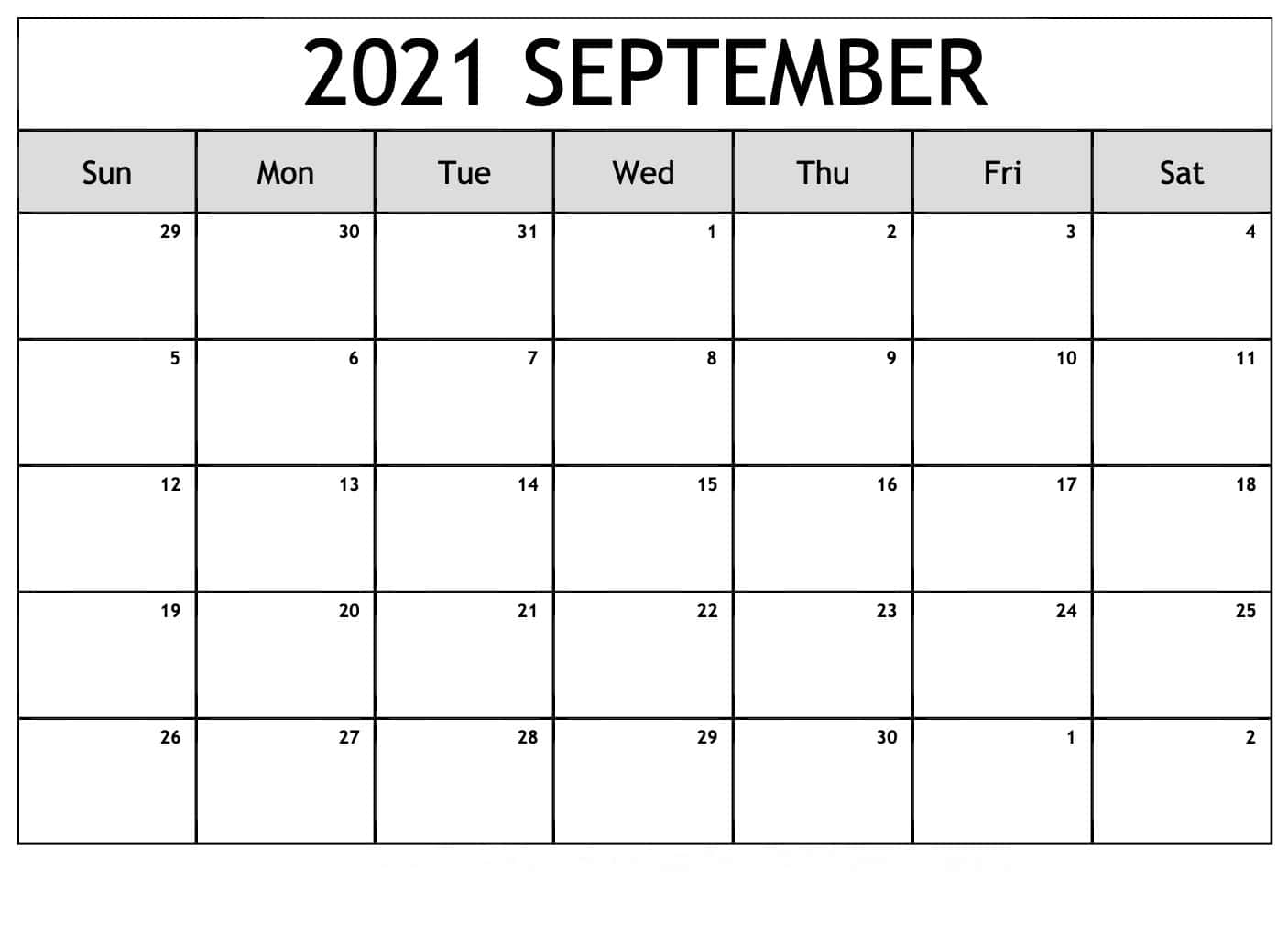 2021 September Calendar With The Holidays