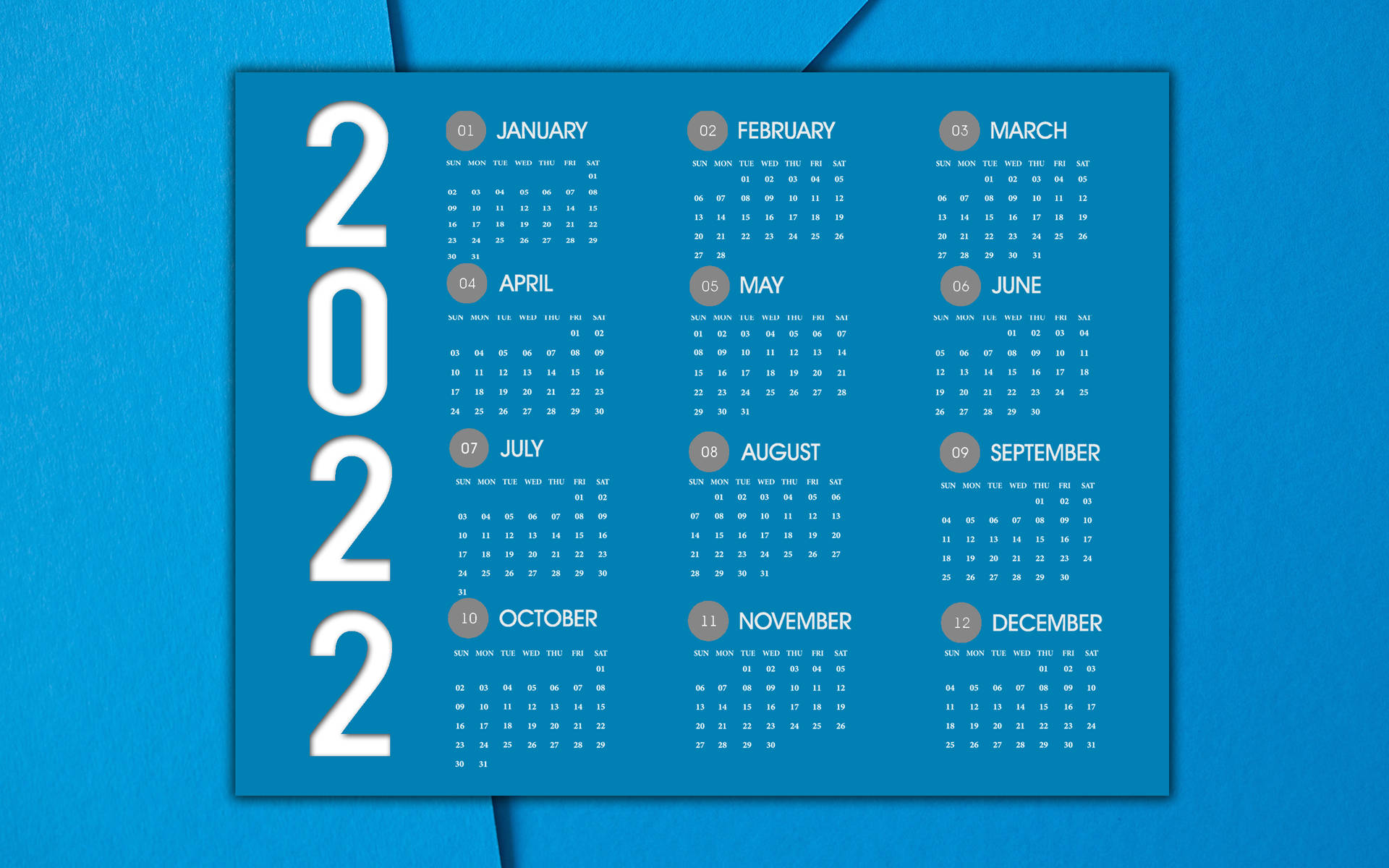 2022 Calendar In Blue Background