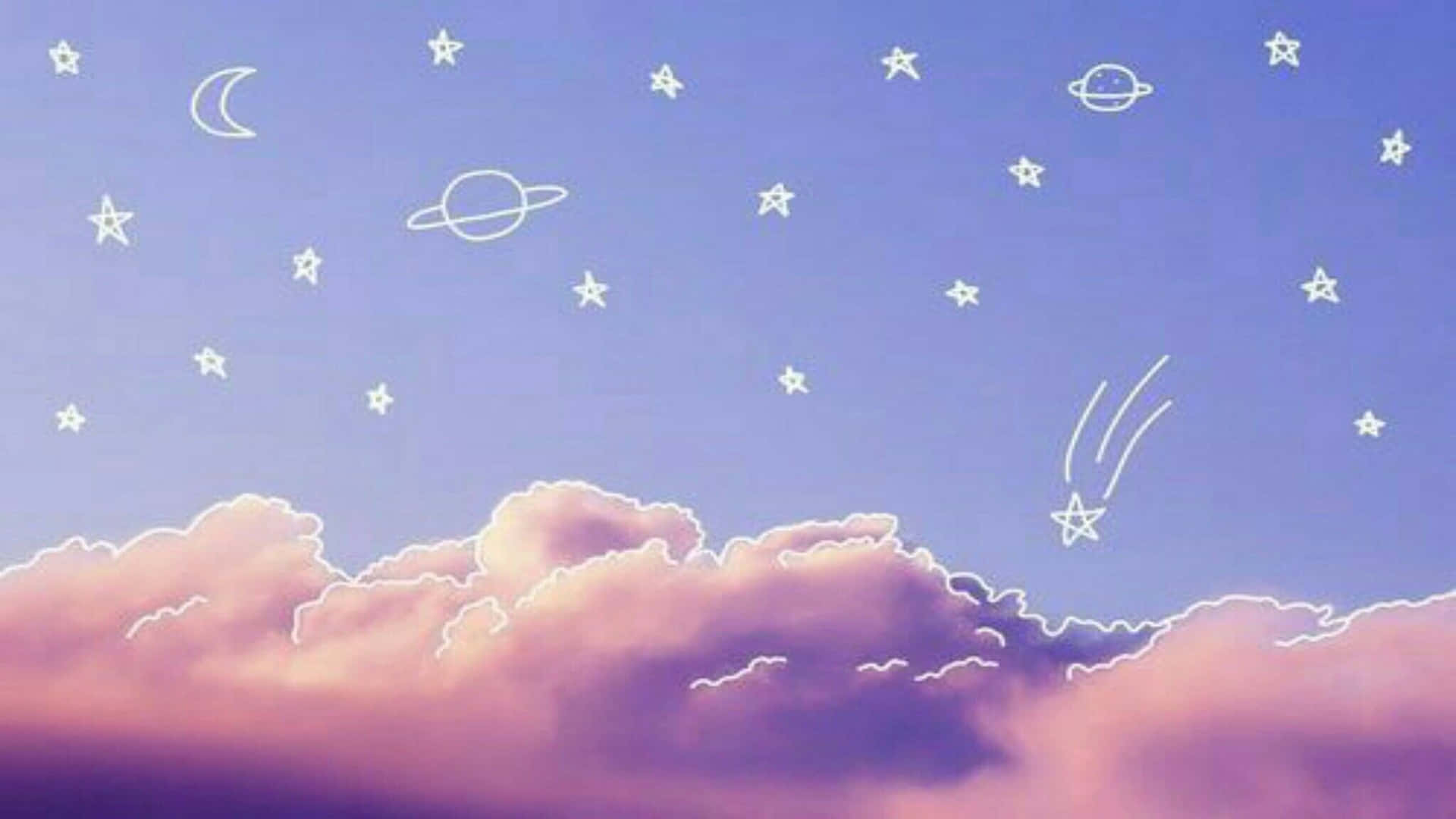 2048x1152 Aesthetic Hand Drawn Stars And Cloud