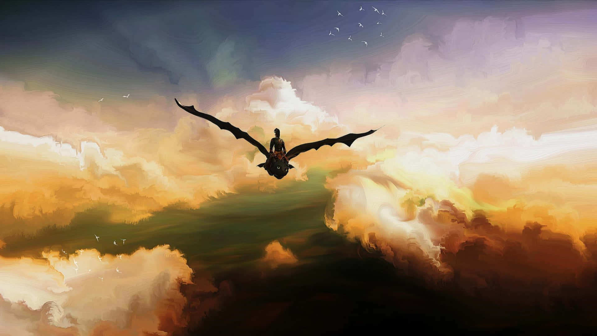 2048x1152 Aesthetic How To Train Your Dragon Painting Background