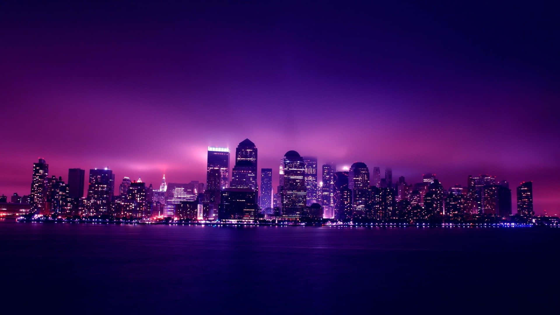 2048x1152 Aesthetic Purple Pink City Background