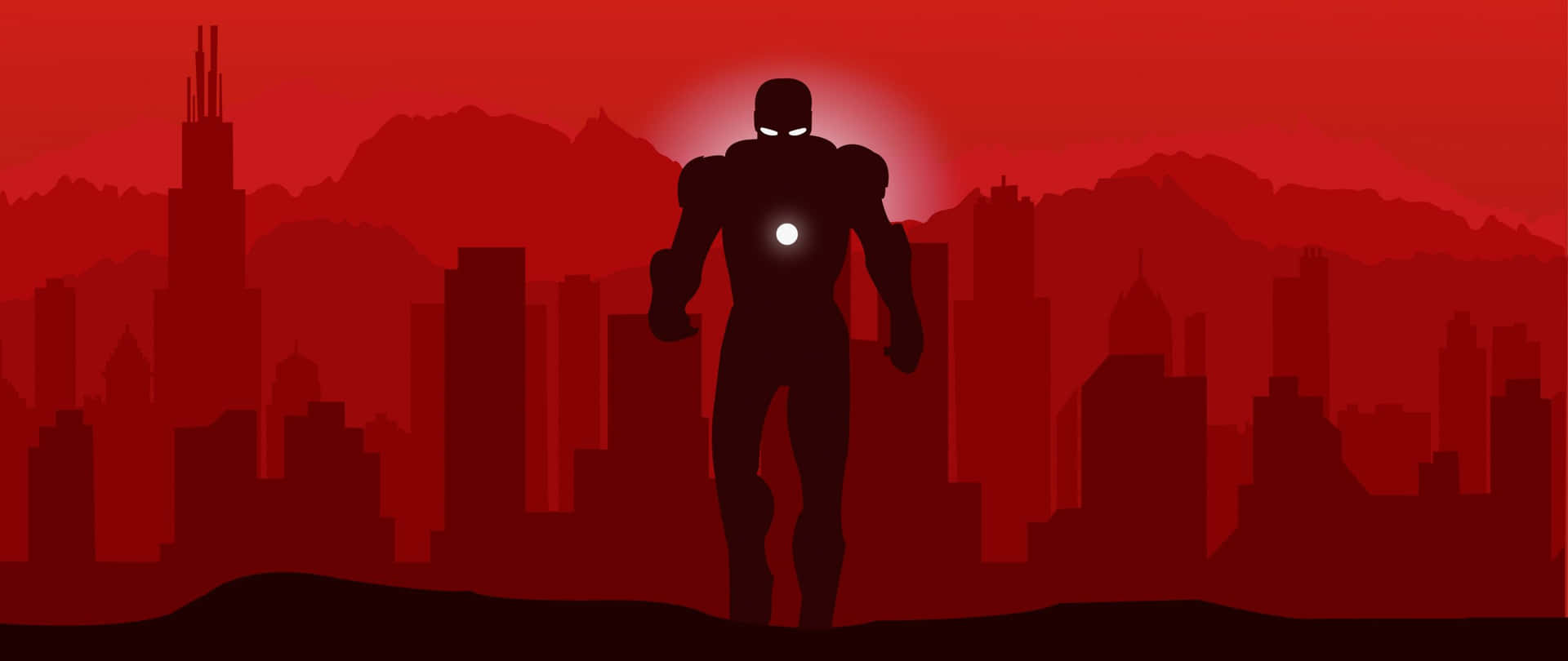 2560 X 1080 Marvel Iron Man Silhouette Background