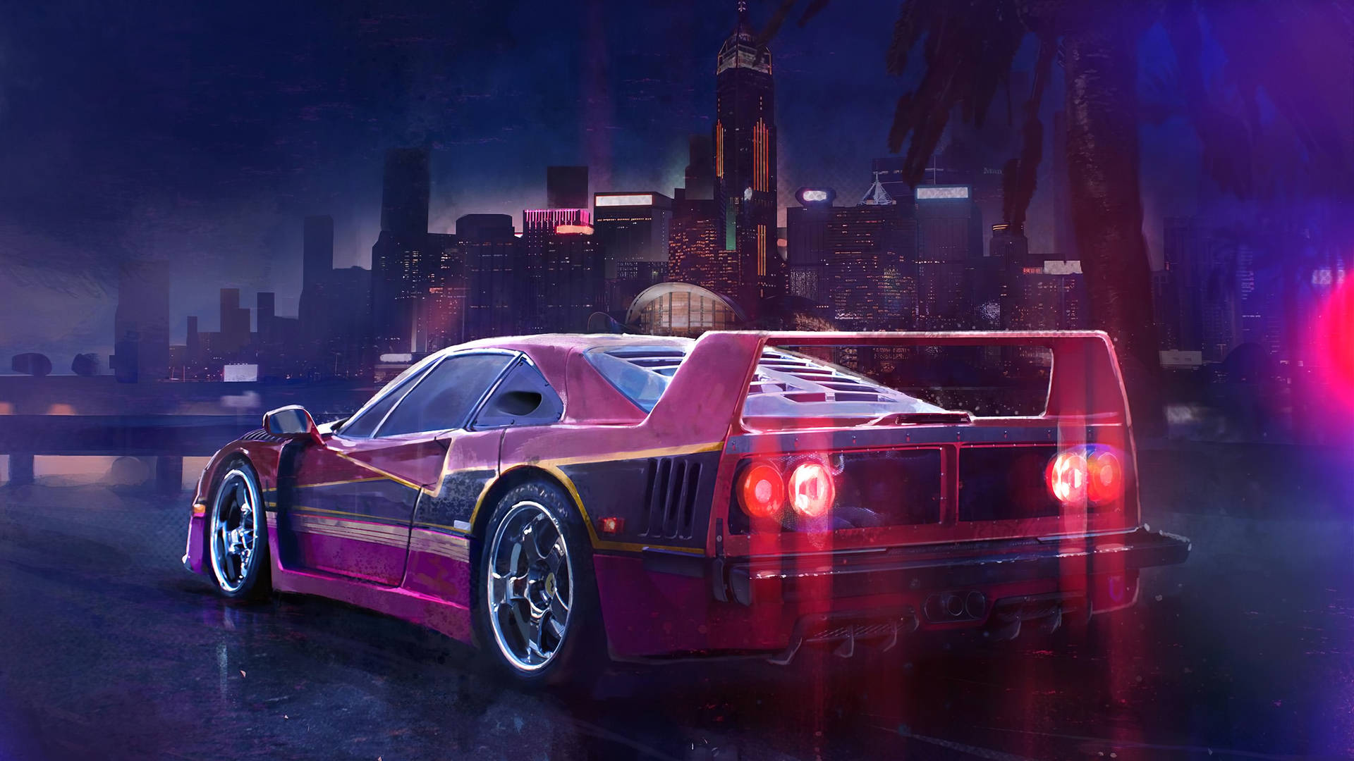 2560 X 1440 Car Ferrari F40 Purple Aesthetic