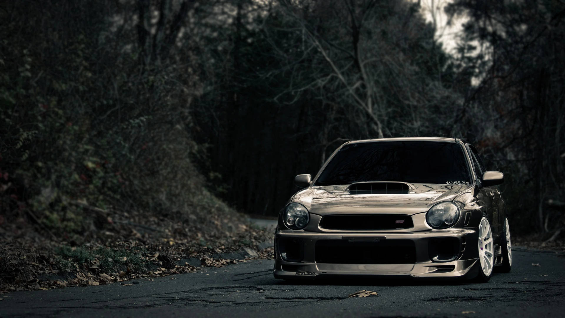 2560 X 1440 Car Silver Bugeye Forest Subaru Background