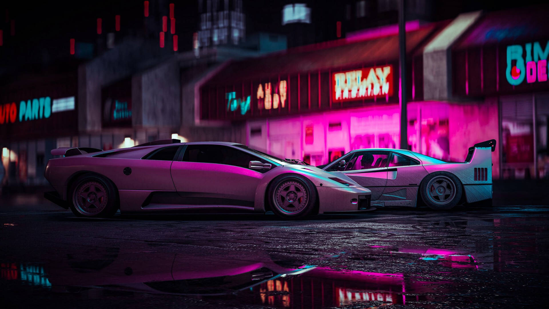 2560 X 1440 Cars In Neon Aesthetic