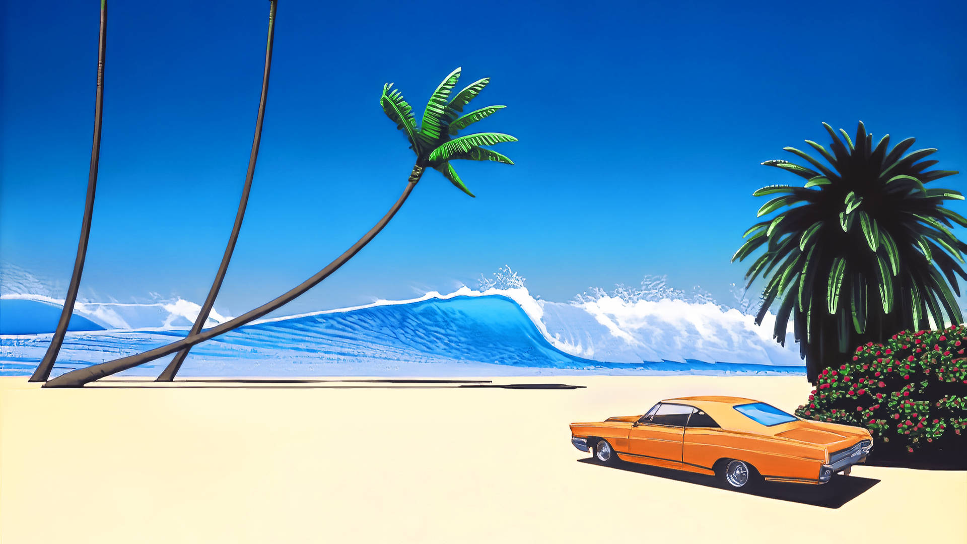 2560 X 1440 Sea Orange Car Background